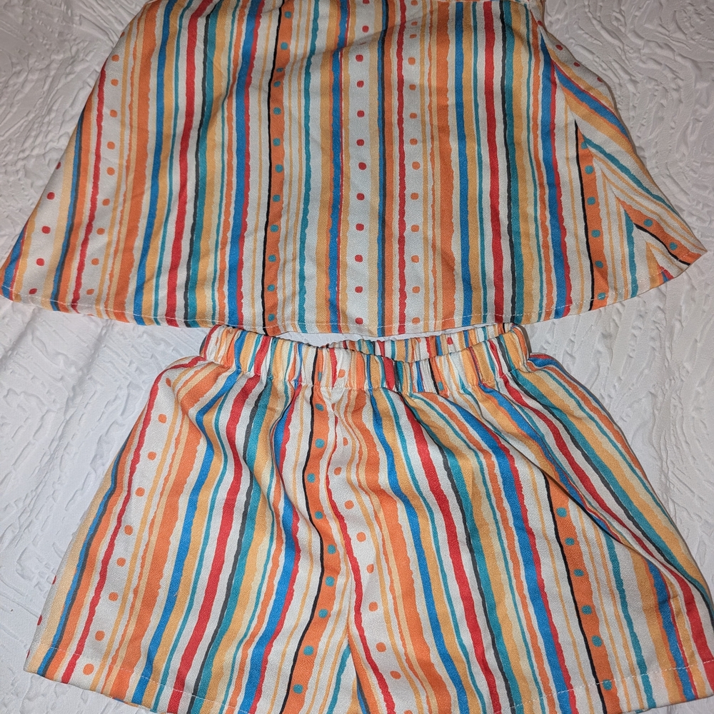 Striped Two-Piece Set with Multicolor Stripes